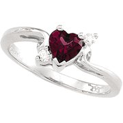Rhodolite and Diamond Heart Ring