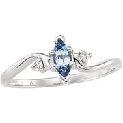 Marquise Aquamarine and Diamond Ring