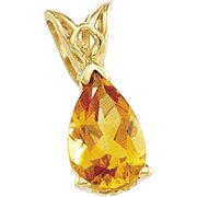 Genuine Citrine Pear Scroll Pendant