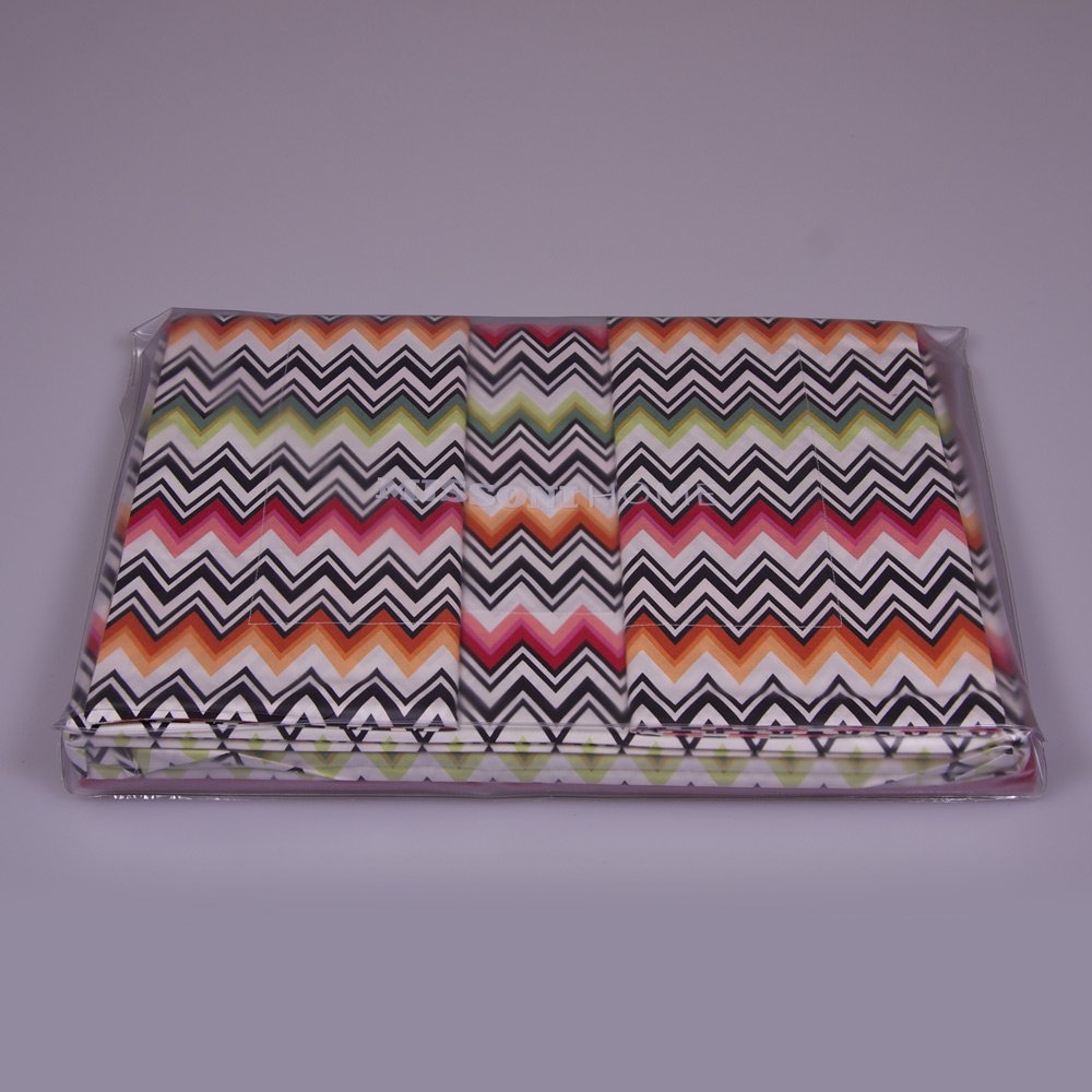 Chevron bedding set Missoni ZIG ZAGS in var. 156 Orange gingham Green