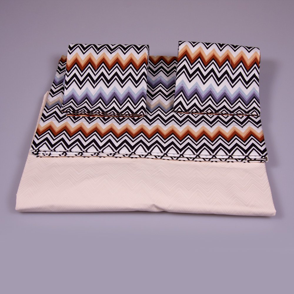 Chevron bedding set Missoni ZIG ZAGS in var. 170 turquoise gingham