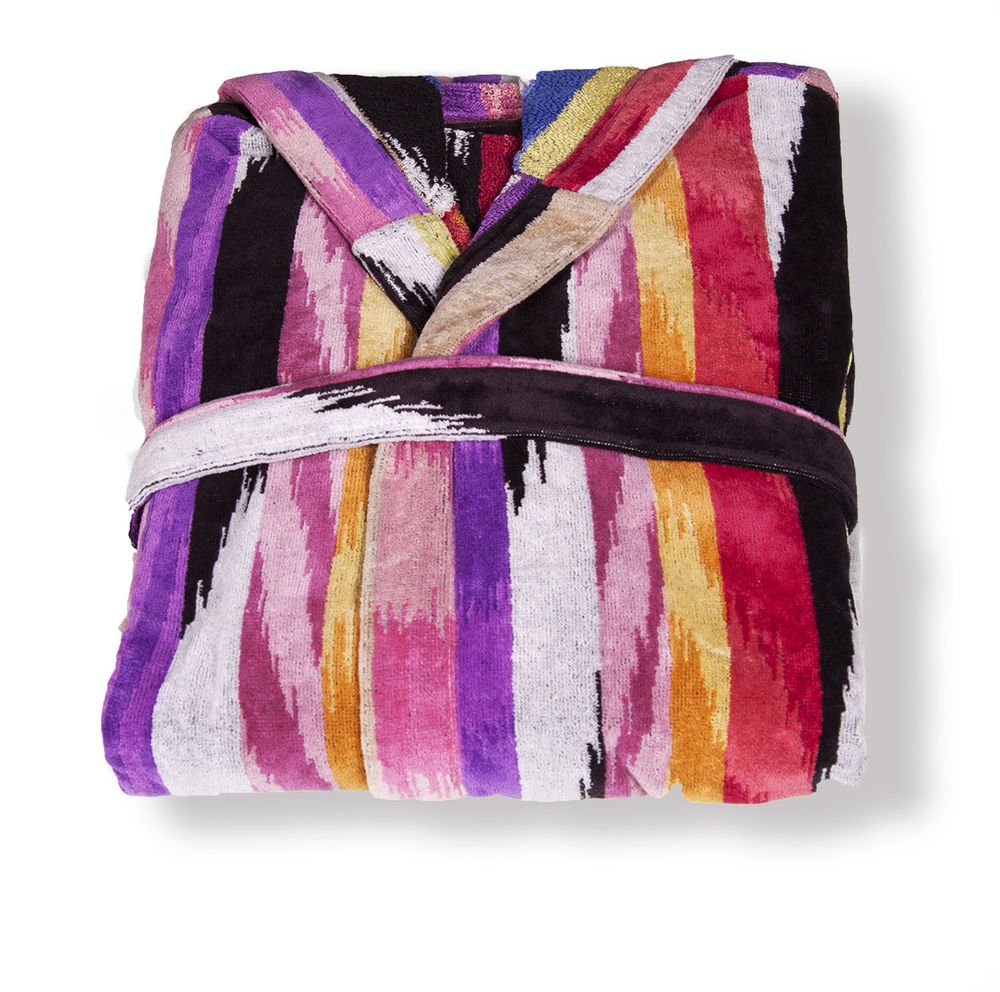 Missoni Home Bath robe with hood design lines multicolor HOMER