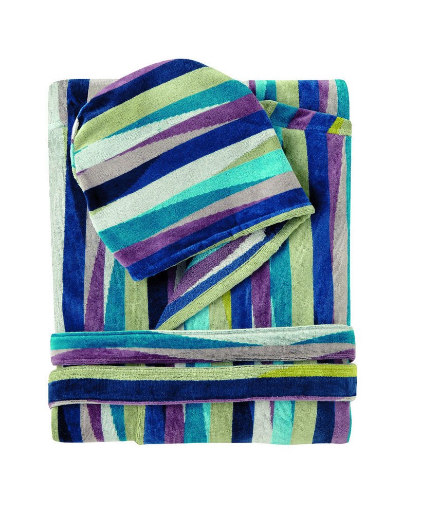 Missoni Home Bath robe with hood ROMY var. 170 on shades of blue