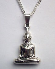 Qwan Yin, Kwan Yin Buddha Silver Tone Pendant necklace