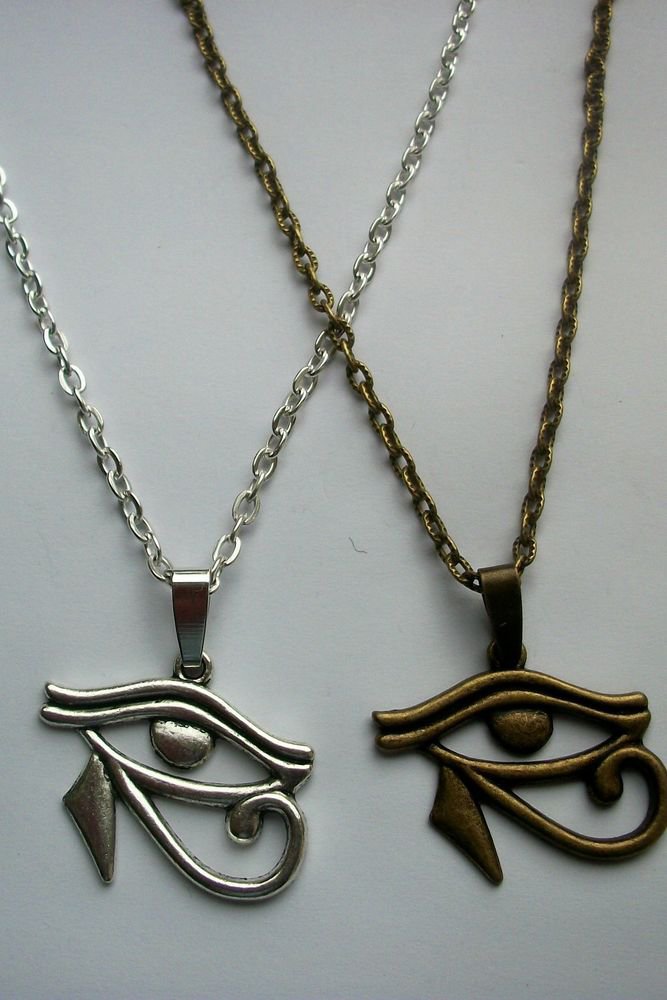 Eye of Horus Egyptian Silver Tone or Bronze Tone Pendant Necklace