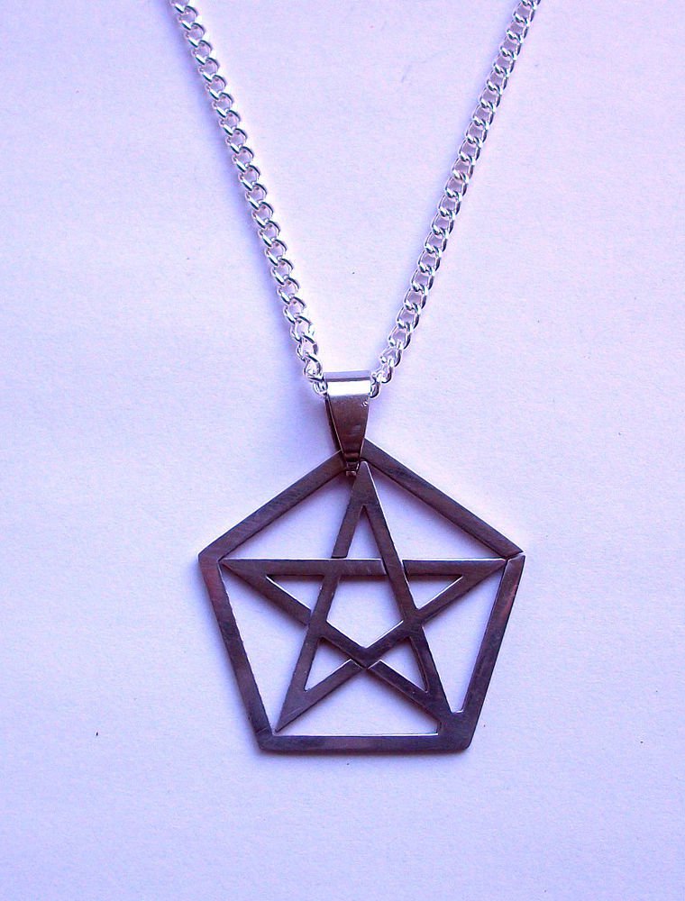 Pentagram Pendant Necklace Silver Tone