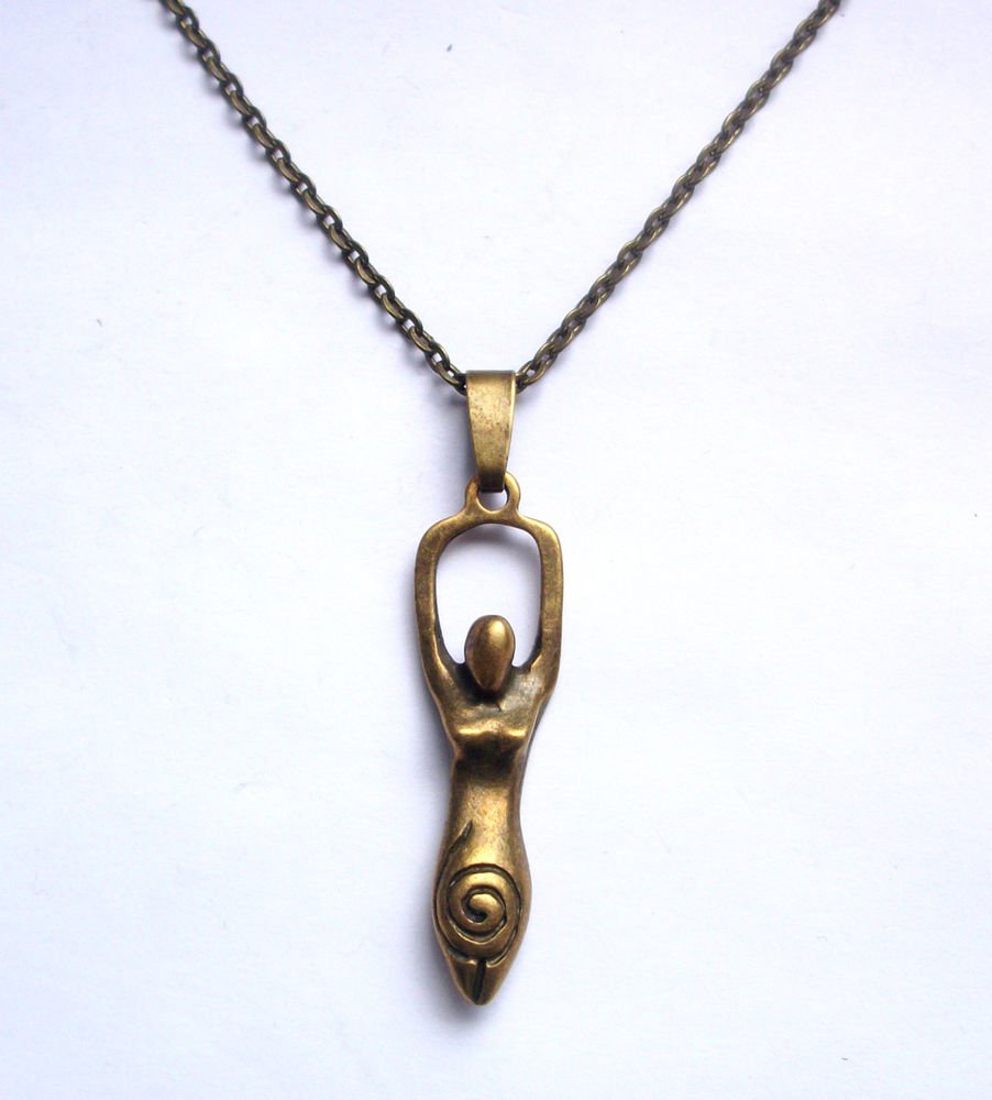Goddess Gaia Pagan Wicca Pendant Necklace Antiqued Bronze Tone
