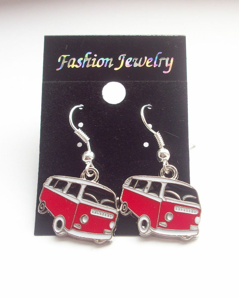 VW Camper Van Enamelled Earrings