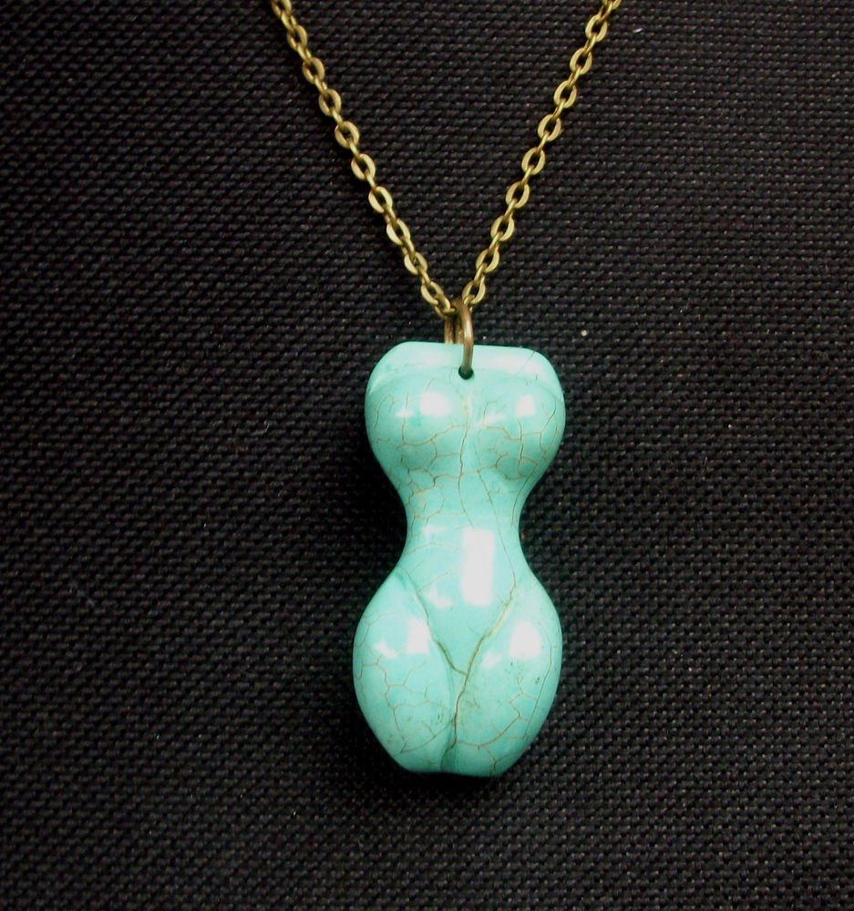 Turquoise Howlite Stone Goddess Pendant Necklace