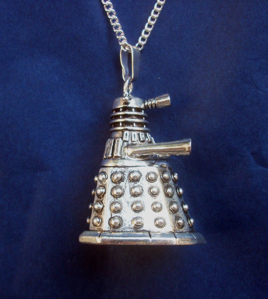 Dalek Dr Who Pendant Necklace 18 inch chain silver tone metal