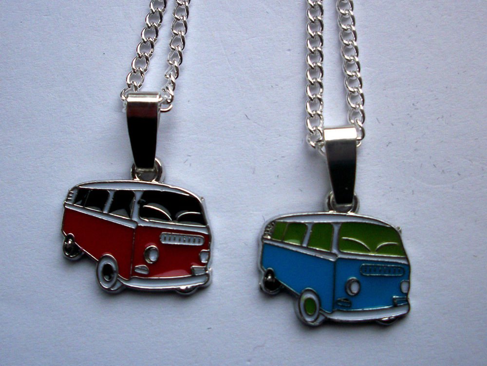 VW Camper Van Enamelled Pendant Necklace