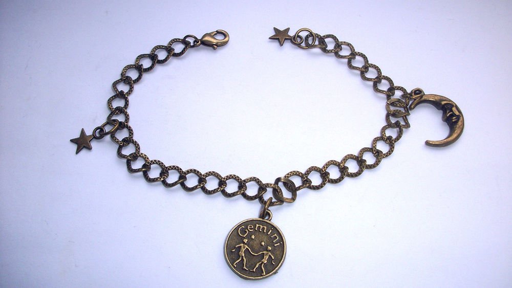 Zodiac Star Sign Bronze Tone Astrology Bracelet
