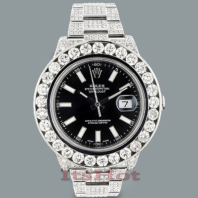 CUSTOM DIAMOND BEZEL ROLEX DATEJUST MENS WATCH 3CT