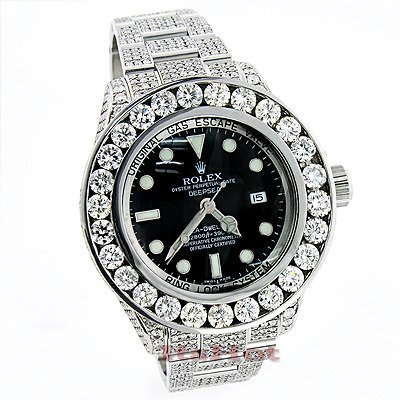 ROLEX SEA DWELLER DEEPSEA MENS CUSTOM DIAMOND WATCH 32.55CT