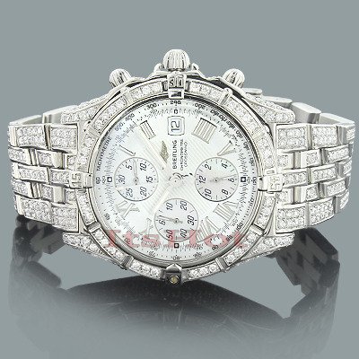 CUSTOM BREITLING WATCHES: CROSSWIND MENS DIAMOND WATCH 12.09CT