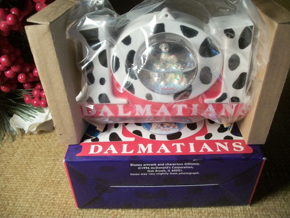 Disney's 101 Dalmatians McDonald's 1996 Celebration Snow Globe Black White Dogs
