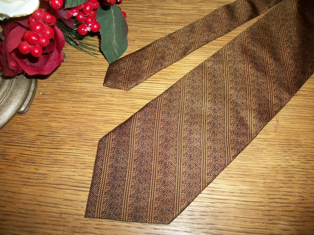 Laurent Benon Paris Silk Tie Black Copper Necktie USA Made Mens VTG Fashion