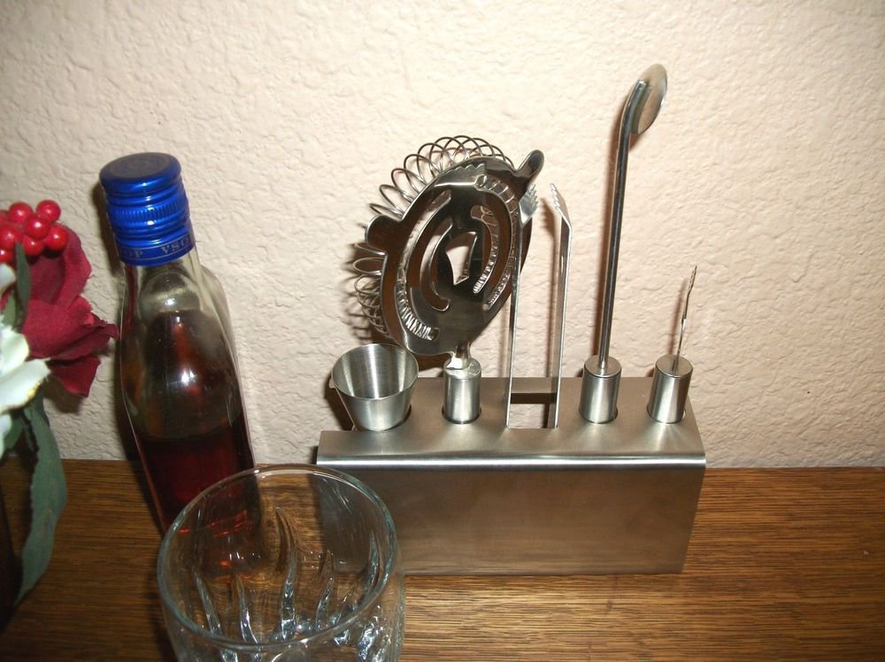 Cocktail Mixing Set Home Bar Tools Stainless Steel 5 Piece Bartenter Utensils