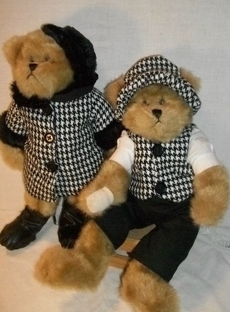 Plush Bears Dressed Parisian Style in Black and White, His and Hers Bears