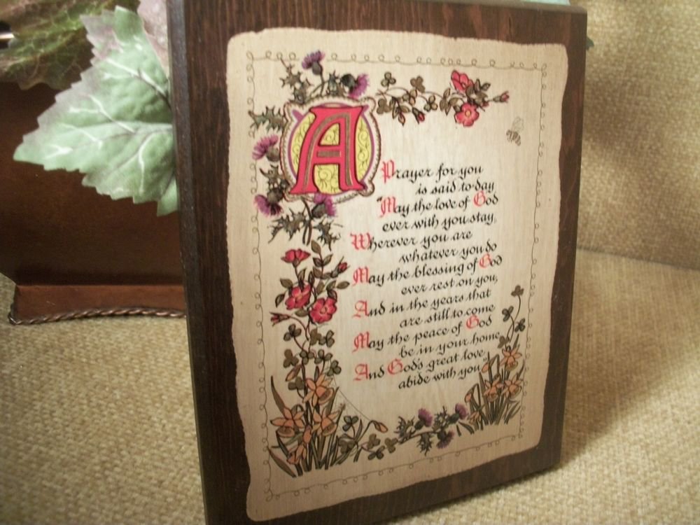 Inspirational Plaque Prayer Blessing God in You Vintage Lithograph Wood Plaque