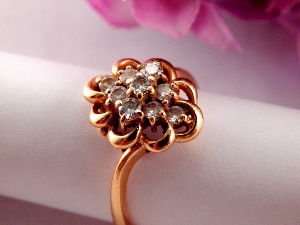 Diamond Cocktail Ring 1/2 cttw 14kyg Fine Jewelry Vintage 1980s Estate Quality