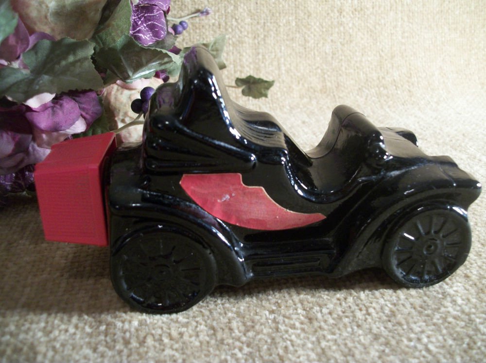 Black Glass Car Decanter Avon Men's After Shave Cologne Bottle VTG 1970's