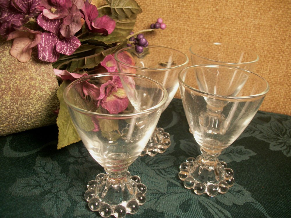 Cocktail Glasses 4 VTG 1950's Anchor Hocking Boopie Pattern Juice Wine Tableware