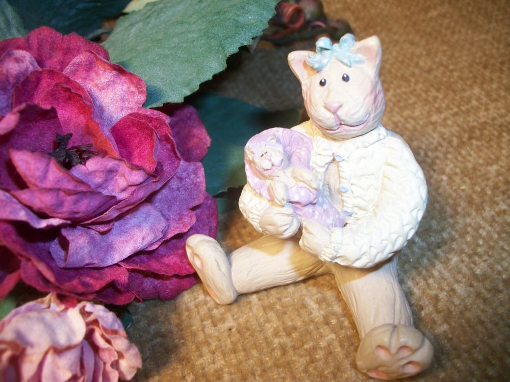 Mother Cat and Kitten Figurine Designer Gail West Baby's Room Decor Gift for Mom
