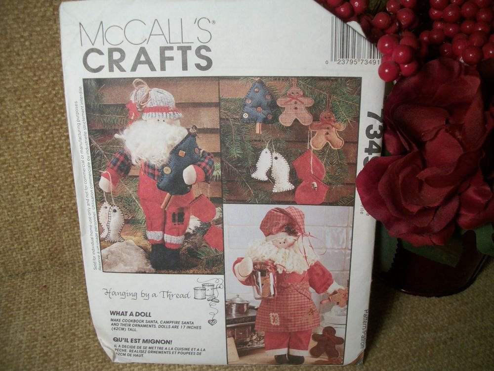 Santa Claus Fisherman and Baker Doll McCall's Crafts Christmas Sewing Pattern