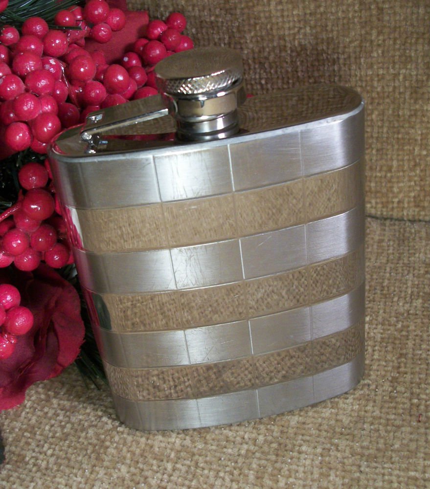 Stainless Steel Flask Eight Ounce Hinged Screw Top Portable Barware