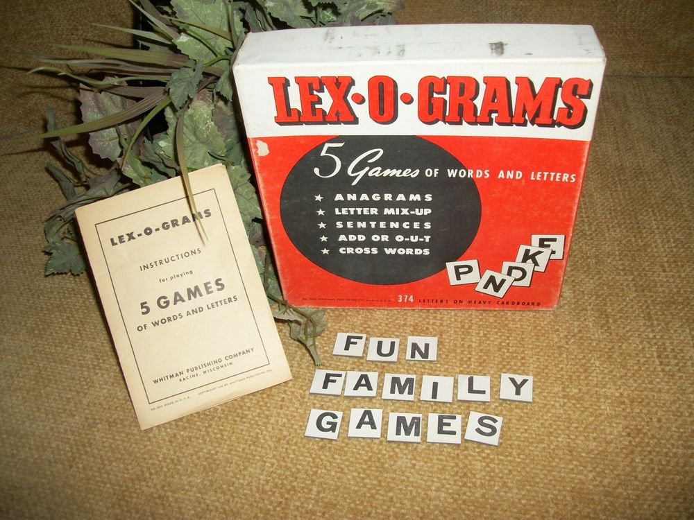 Lex-O-Gram Word Game Antique Retro Letter Tiles 5 Variations 2 - 6 Players