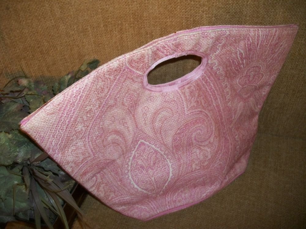 Vintage MOD Pink Paisley VICTORIA'S SECRET Double Handle HANDBAG Purse Tote