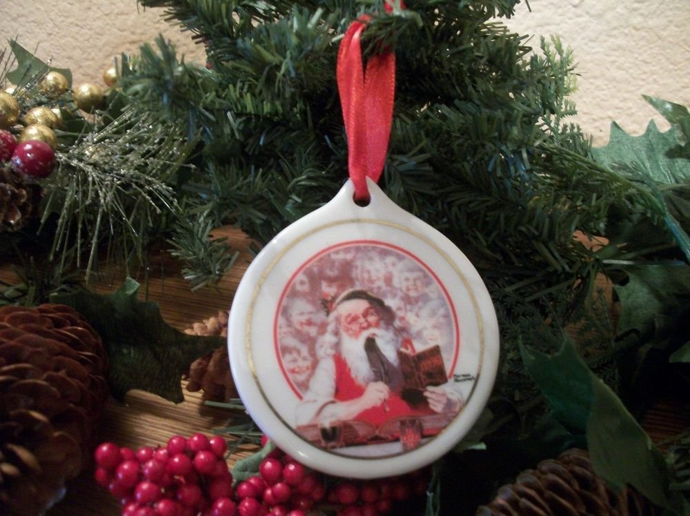 Norman Rockwell Santa's Children Porcelain Christmas Ornament JC Penney 1998