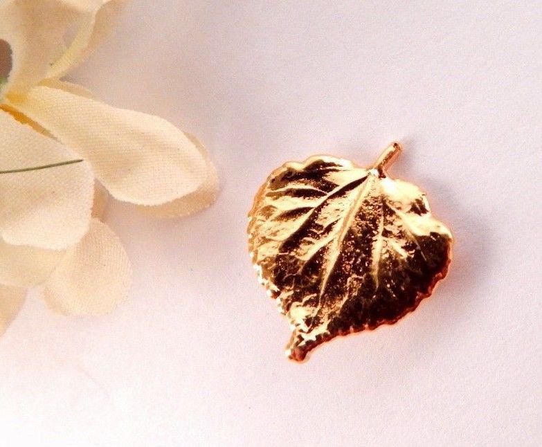 Fall Leaf Brooch Small Gold Metal Pin Artisan Vintage Fashion Jewelry