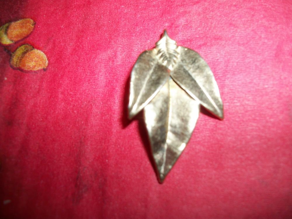 Leaf Pendant Gold Overlay Leaves Nature Inspired VTG 1980's Handcrafted Jewelry