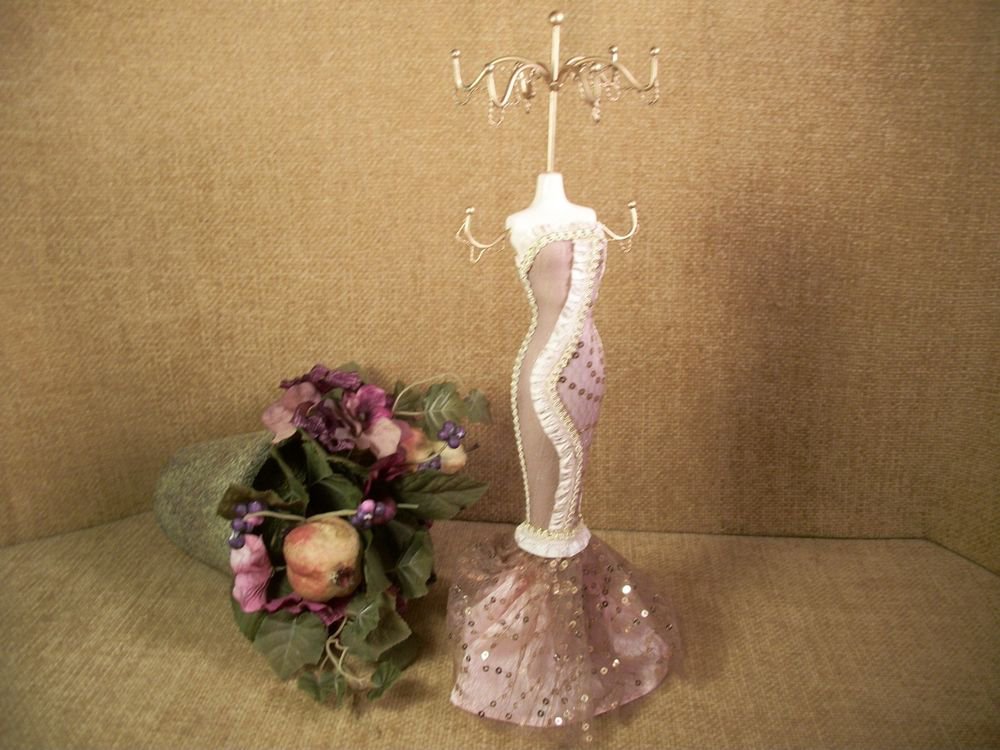 Necklace Rack Dress Form Jewelry Display Gold Metal Stand Evening Gown Mannequin