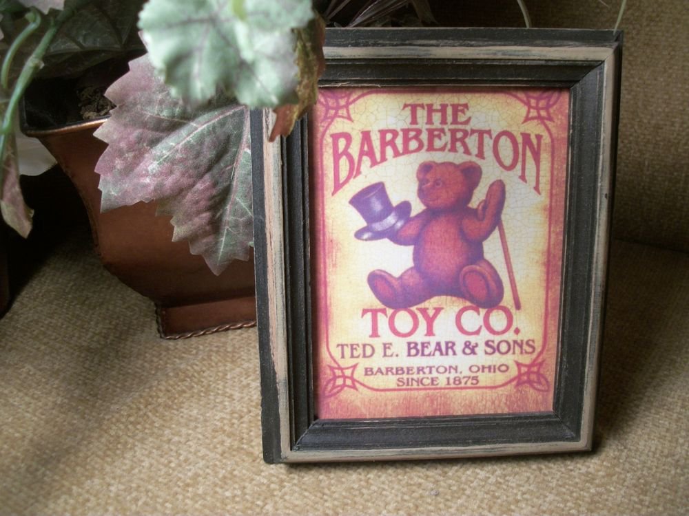 Teddy Bear Top Hat and Cane Advertising Art Print Barberton Toy Company Ohio