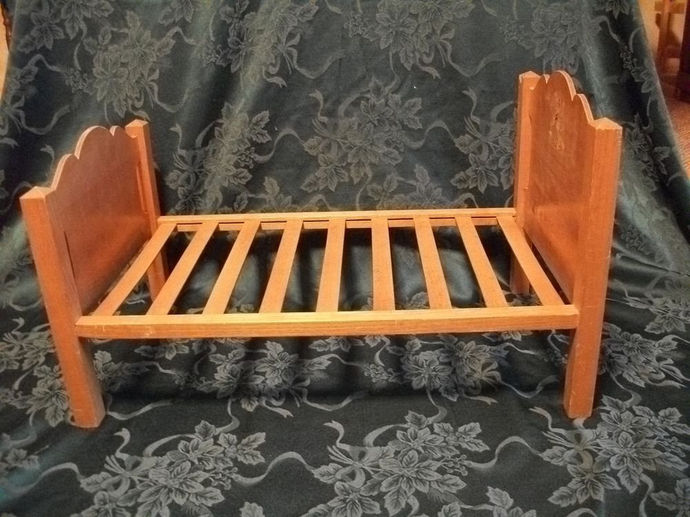 Wooden Doll Furniture Antique Girls Toy Doll Bed Vintage 1940's Home Decor