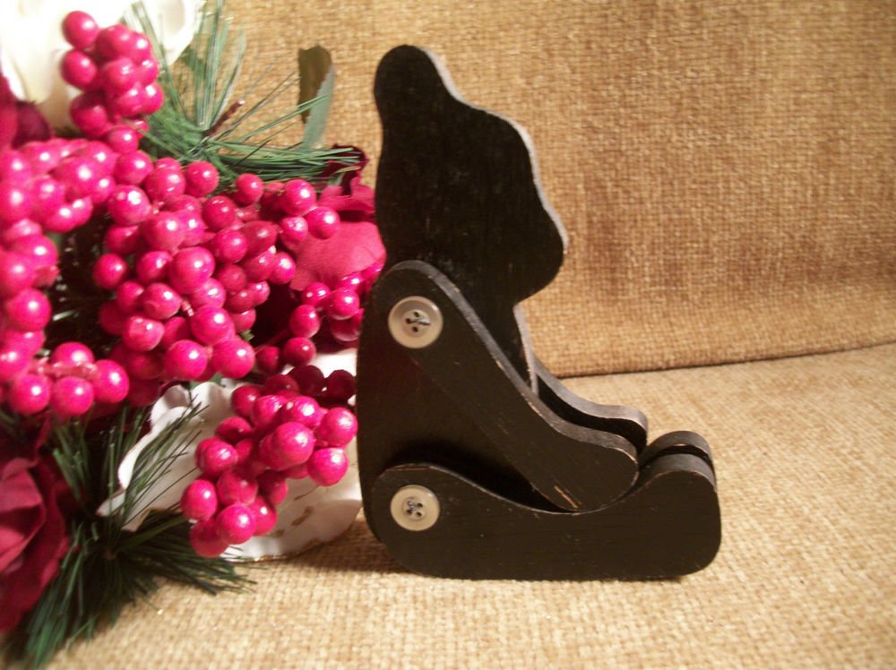 Black Bear Silhouette Jointed Wood Handcrafted Primitive Folk Art Home Decor
