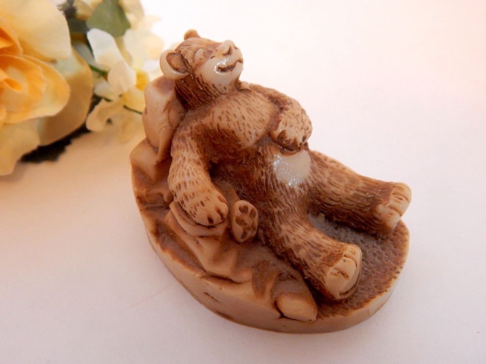 Brown Bear Figurine R Ruth 1985 Signed Georgia Marble Father's Day Gift