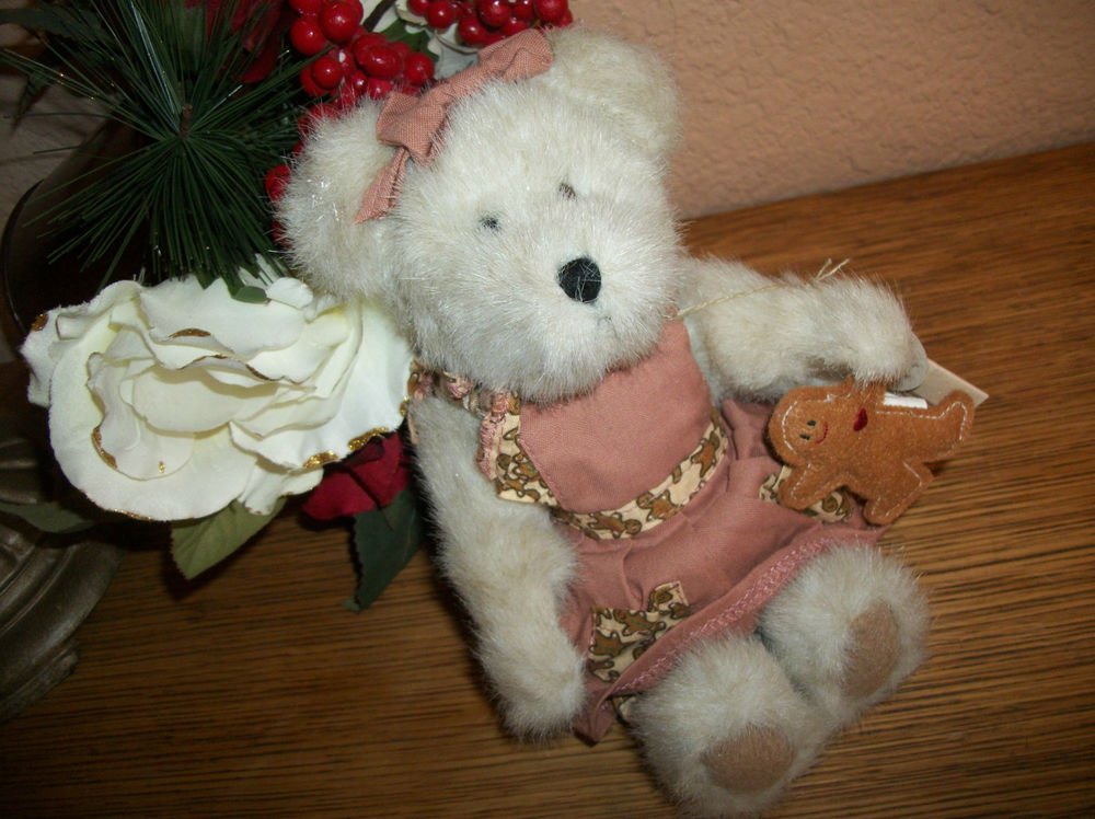 BOYDS Bear Mary Kate Gingerbeary 8" Plush Stuffed Animal #913937 Mauve Dress