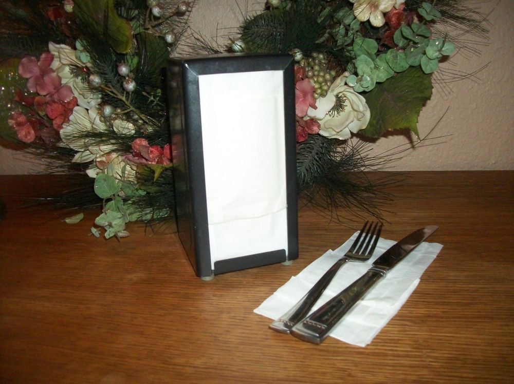 Paper Napkin Dispenser Diner Style VTG Black Metal Commercial Restaurant Supply