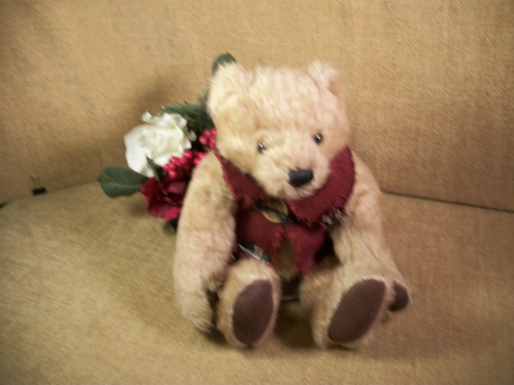 DAN DEE Collector's Choice TEDDY BEAR Tattered Red Sweater Brown Plush Stuffed