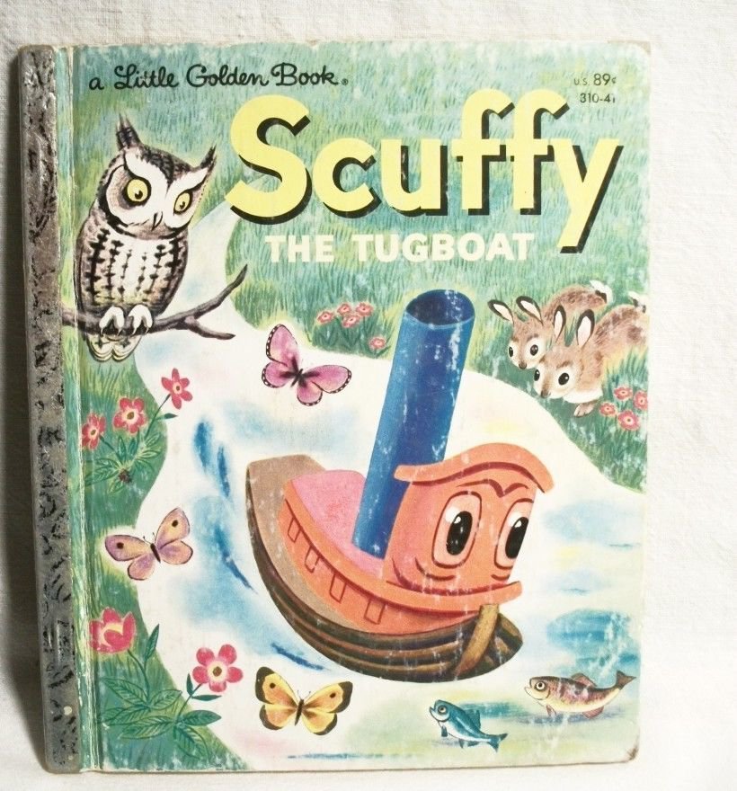 Scuffy the Tugboat Children's Boat Story Book Little Golden Books VTG 1974
