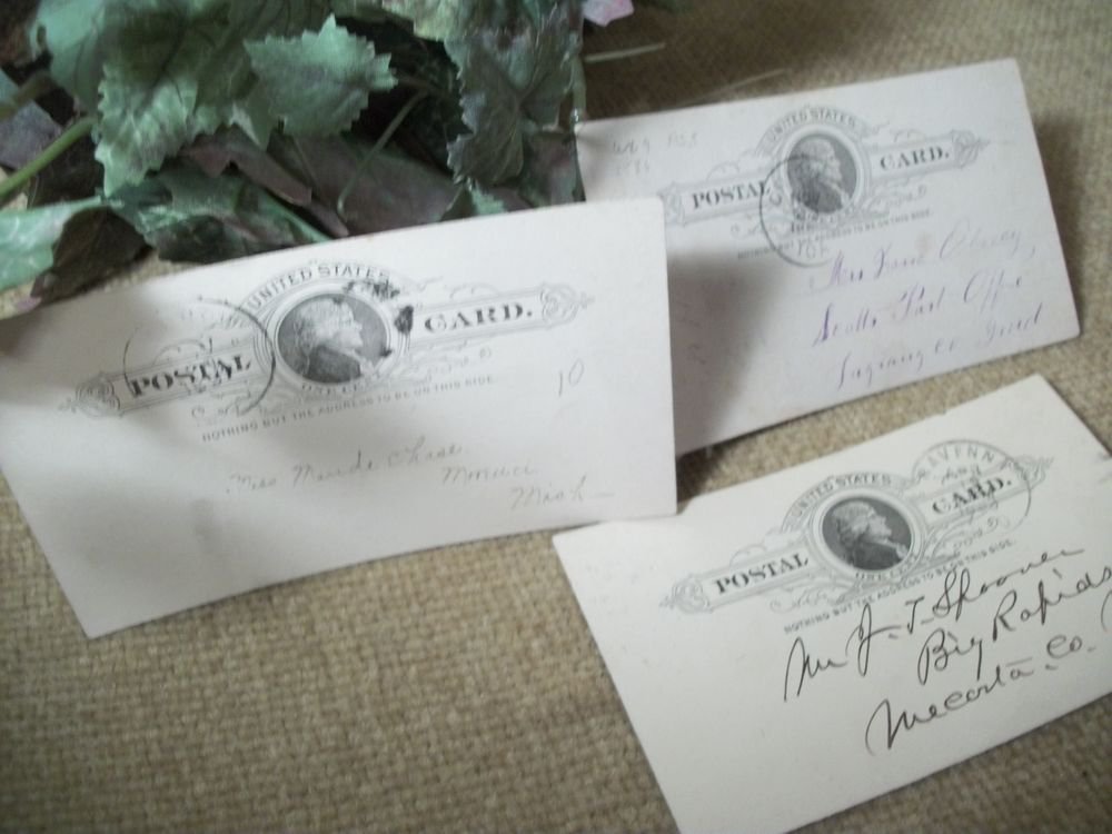 Antique 1890's Pioneer Era 1 Cent Penny Postal Cards USA Paper Ephemera