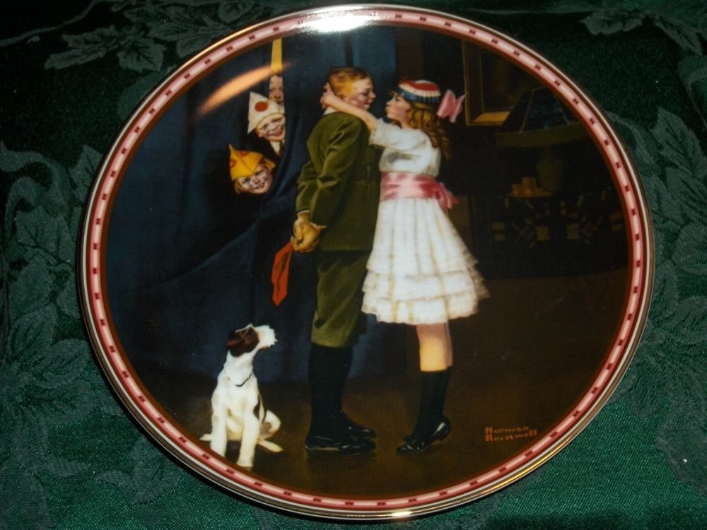 Norman Rockwell Kiss and Tell Knowles Fine China Decorative Plate Vintage 1988