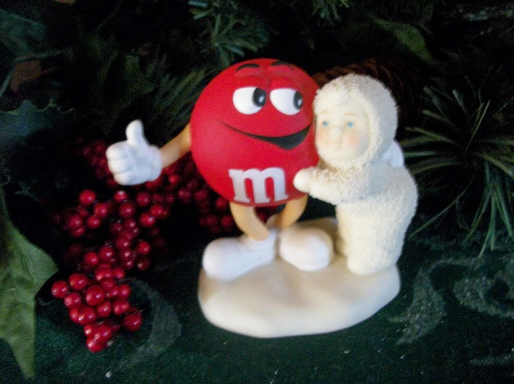 Dept 56 Snowbabies Figurine M&M Candy Red is My Favorite Christmas Decoration