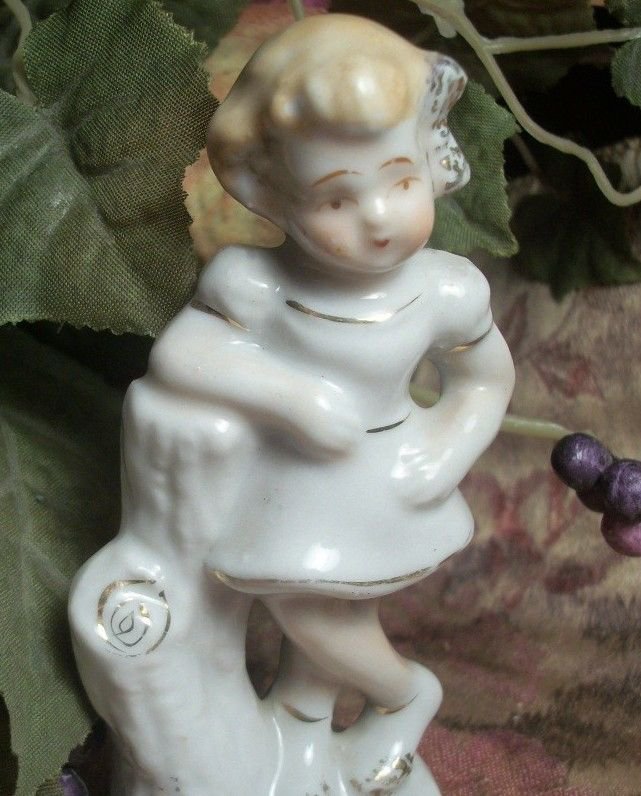Mid-Century Girl White and Gold Porcelain Figurine VTG Made in Japan Collectible