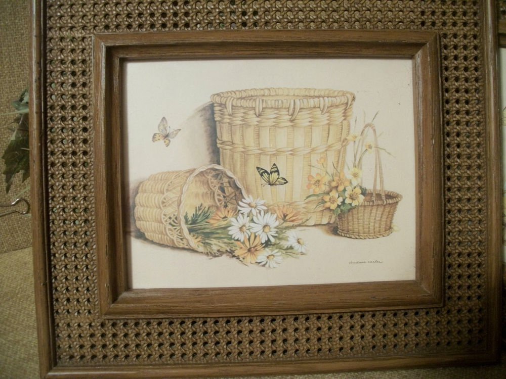 Vintage HOMCO Baskets Flowers Butterflies Framed Art Print by Claudessa Carter