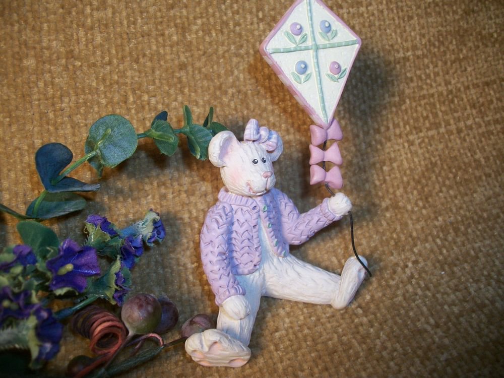 Teddy Bear with Kite Figurine Designer Gail West Vintage Home Decor
